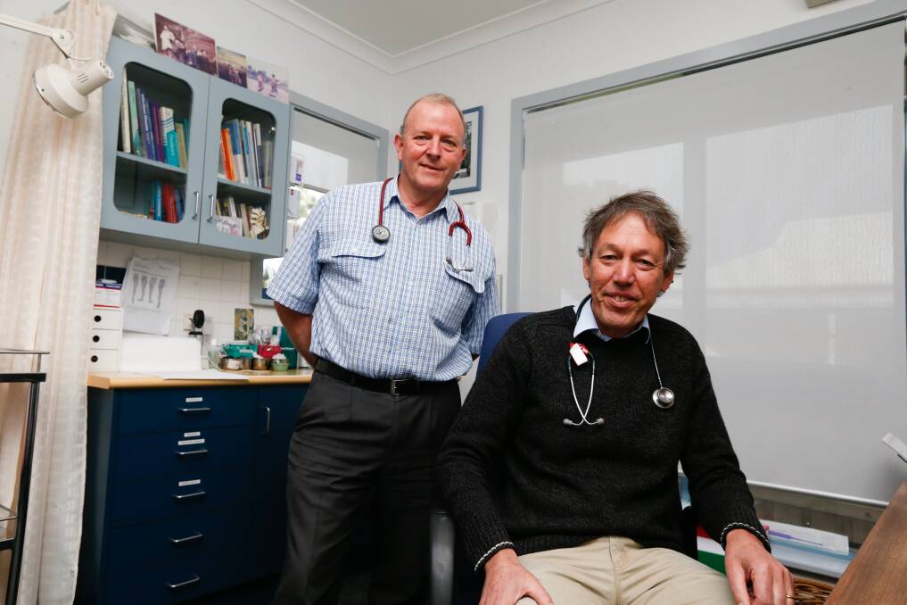 COMMUNITY ASSET: Dr Ian Sutherland and Dr Andrew Gault at the Port Fairy Medical Centre in which has been operating for 30 years. Picture: Mark Witte