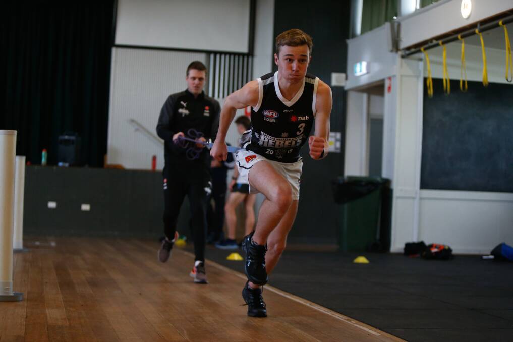 PUSHED TO THE LIMIT: Camperdown's Toby Mahony was invited to the AFL state combine in 2019 after a standout NAB League season in GWV Rebels' colours. Picture: Mark Witte