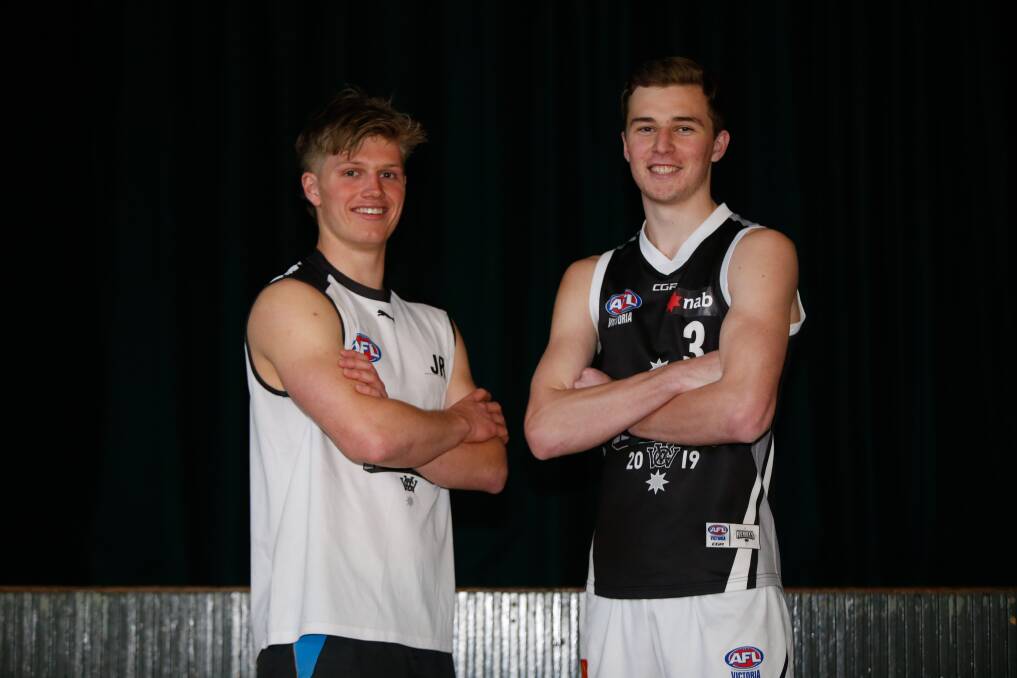 Rebels teammates: Jay Rantall and Toby Mahony before their AFL draft combines earlier this year. Picture: Mark Witte