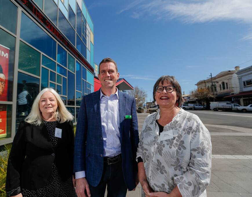 New partnership: Women's Housing's Lindy Parker, Tilt Renewable's Deion Campbell, Emma House's Ruth Isbel announce a new $500,000 safe housing program for south-west women to combat domestic violence. Picture: Anthony Brady