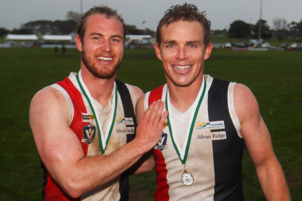 FAMILY FIRST: Cousins Will and Tom Couch played in a senior premiership together in what was a special moment for the pair. Picture: Morgan Hancock 