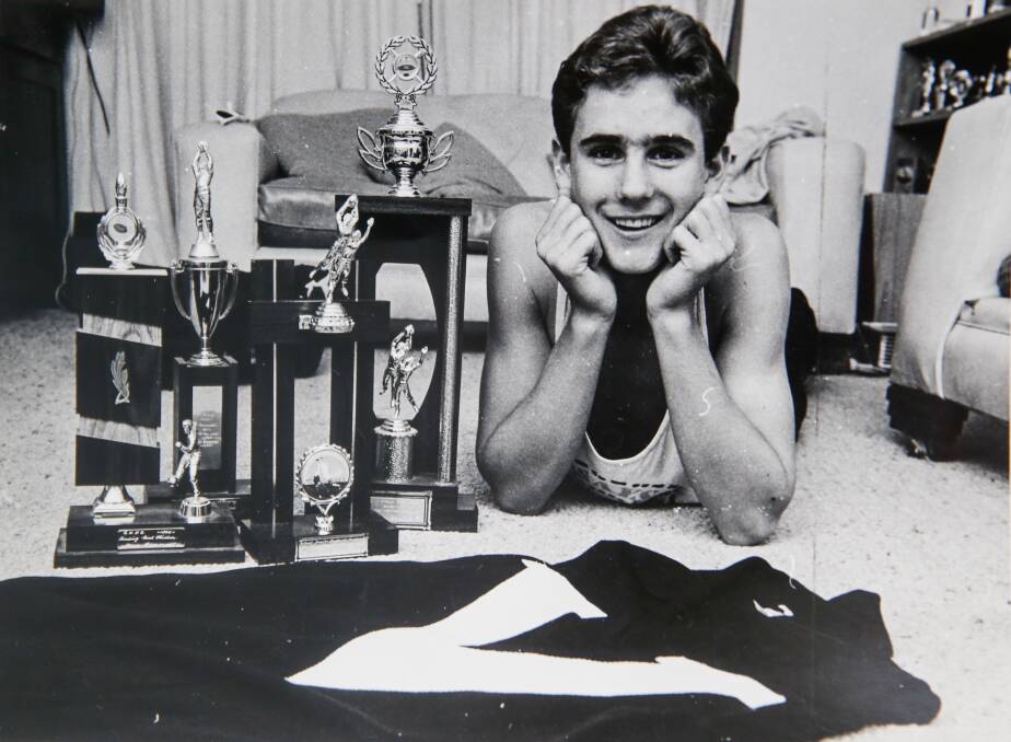 DREAM START: A young Leon Cameron with a Big V guernsey and some trophies from his footballing exploits.