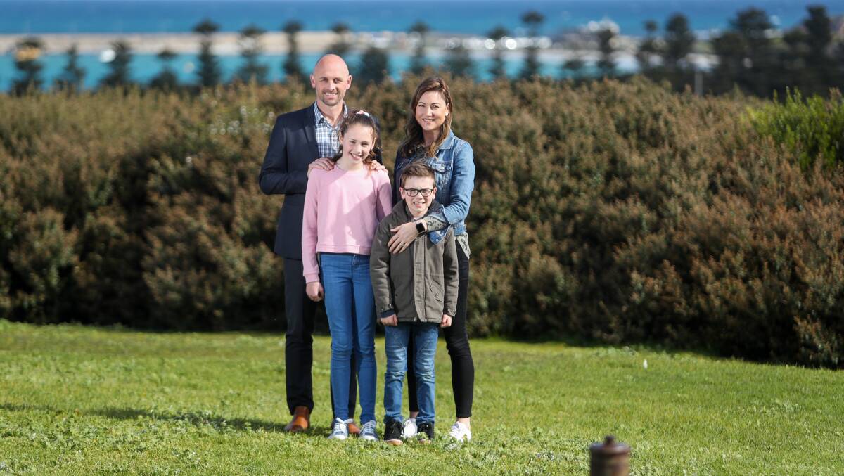 HOME: Jeremy, his wife Amy, and children Isla and Isaac have lived in Warrnambool for three years now. Picture: Morgan Hancock