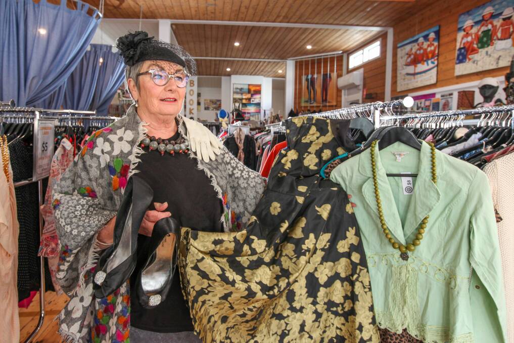New outfit: Lifeline Port Fairy Shop volunteer Carolyn Aitken will stage her play 'One Dress'.