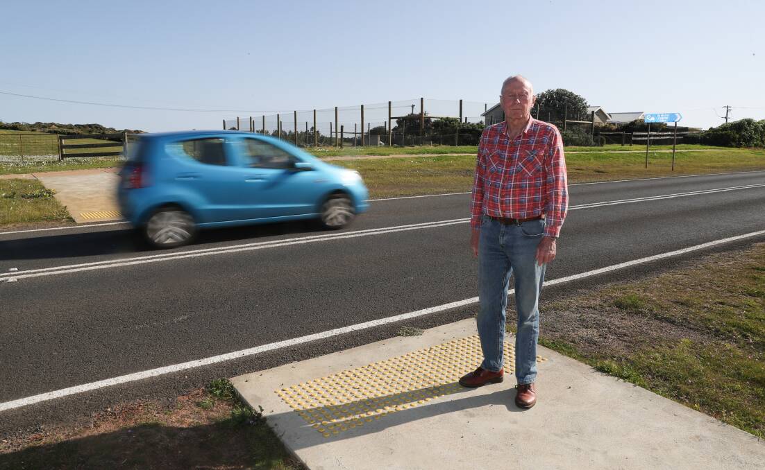 CROSSING: Peterborough residents' group treasurer Graeme Murfett says the town needs a crossing installed on the Great Ocean Road. Picture: Mark Witte