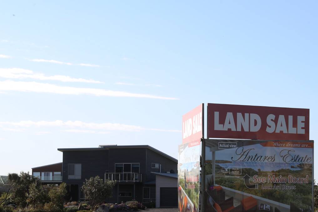 GROWTH: Land for sale signs on the Great Ocean Road in Peterborough. The town has increased by at least 55 dwellings since 2011. Picture: Mark Witte