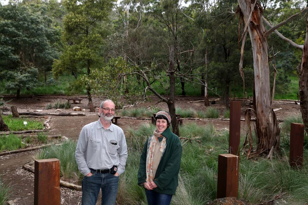 Native vegetation: Chair management committee Garth Wesson and Mount Leura project officer Becky McCann in the reserve. Picture: Mark Witte
