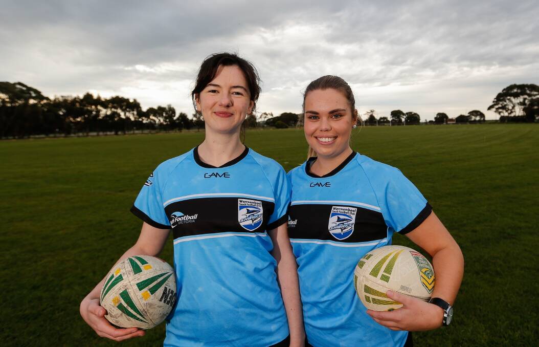 Mates: Alex Tyler, 24, and Maggie Davey, 25, are raring to go for another Warrnambool Touch Football Club season. Picture: Anthony Brady