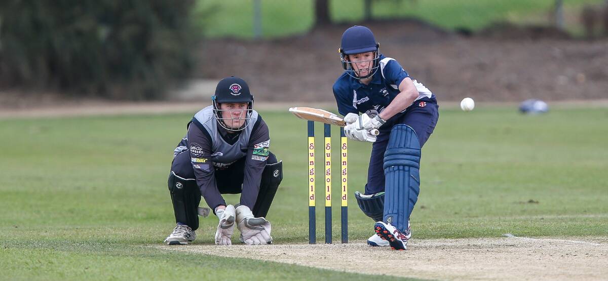 AT THE CREASE: Port Fairy batsman Max Green is batting at number seven for the Pirates. Picture: Anthony Brady