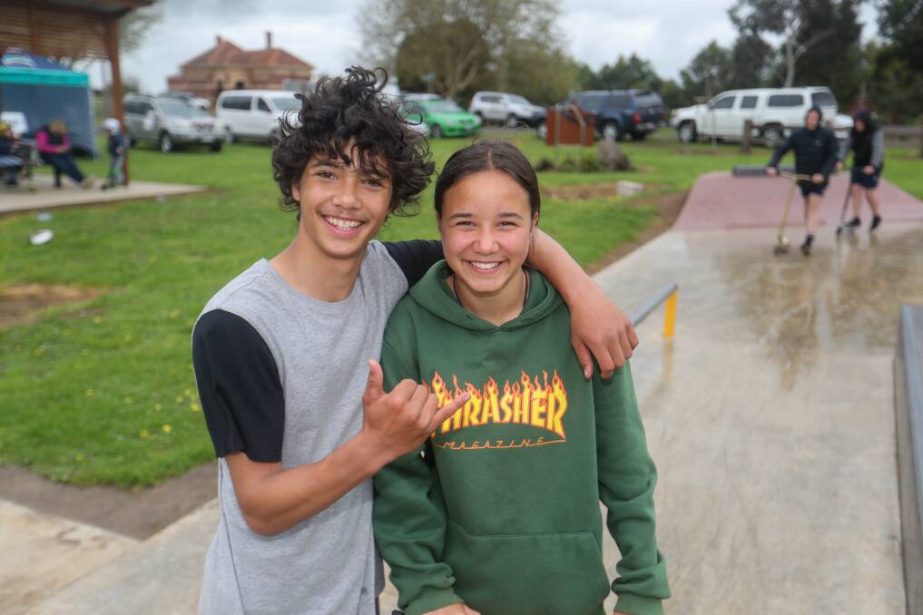 SMILES: Tahi TeRuki, 14, and Ataahua TeRuke, 13, enjoying their day out.