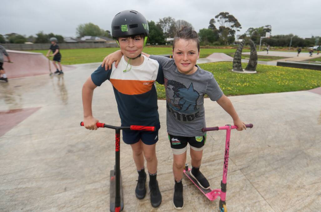 ON THE MOVE: Myles Nutting, 11, and Charlie Mahony-Gilchrist, 10.