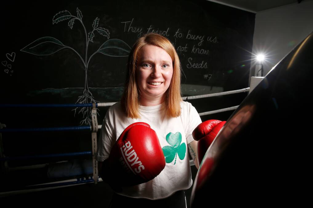 BOXING ON: Warrnambool's Jasmine West, 28, has used Rudy's Gym to aid her recovery after suffering a stroke when she was 25. Picture: Mark Witte