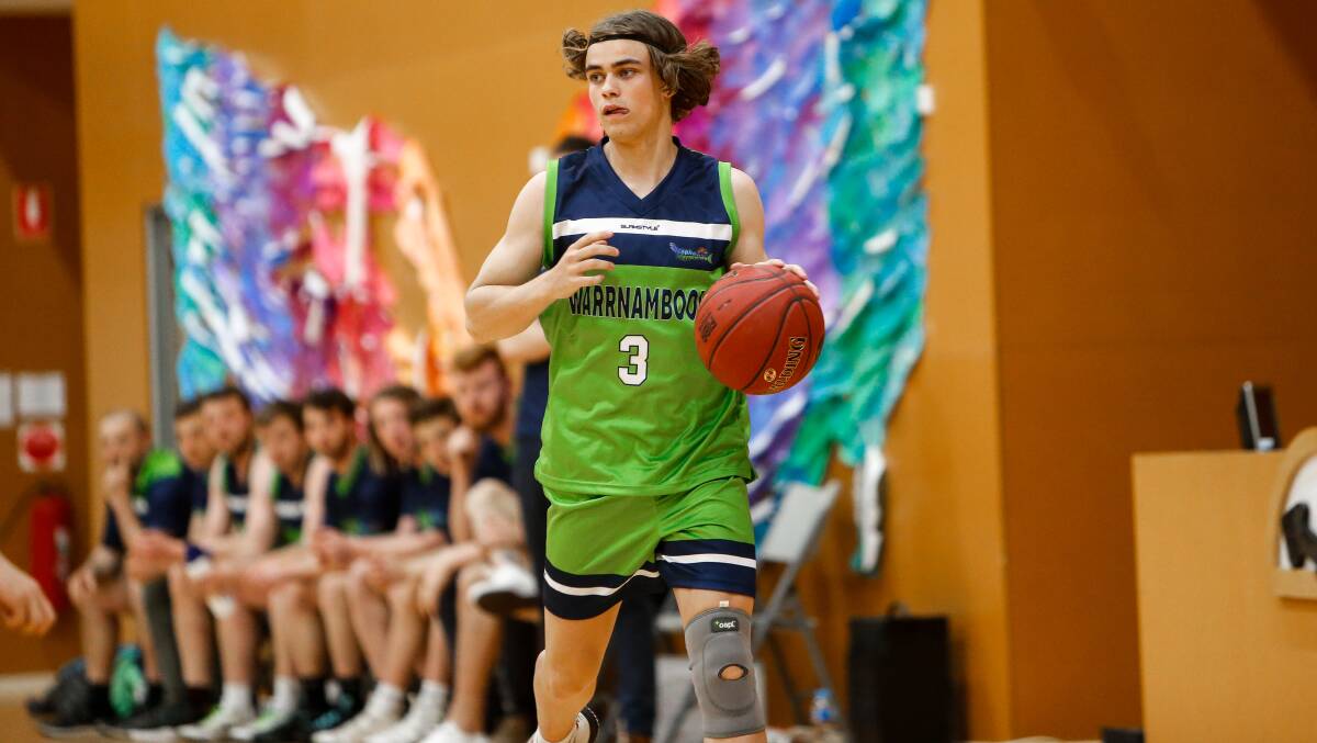 HOOP-TIME: Dailin Toone dribbles down the court in the Warrnambool Seahawks' loss to Portland Coasters on Saturday. Picture: Anthony Brady