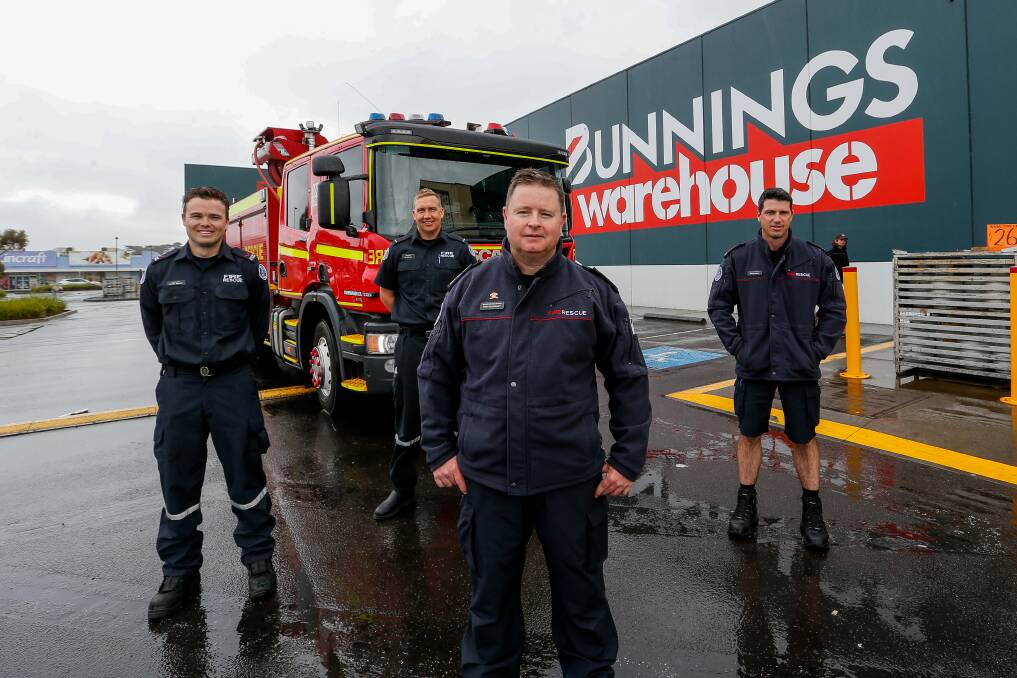 PREPARED: Warrnambool CFA members Sam Bullock, Sam Worrall, Troy Cleverley (front) and Adrian Stingel will be at Bunnings on Saturday talking about fire safety. Picture: Anthony Brady