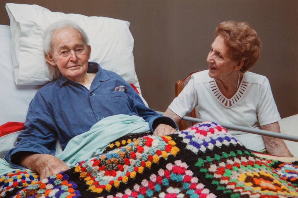 Home care: Geoff Chenoweth with wife Faye during his time in hospice care.