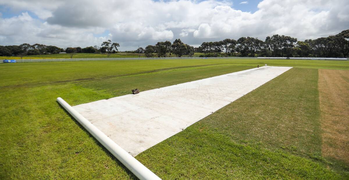 COVERING UP: Cricket throughout the south-west was washed out on Saturday with the pitch covers on show at Allansford. Picture: Morgan Hancock