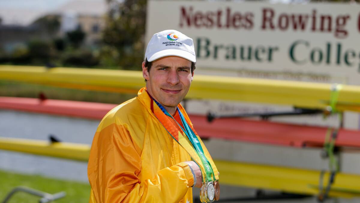 STRONG FORM: Nestles Rowing Club member Aaron Skinner continued his impressive run of performances at the Australain Indoor Rowing Championships. Picture: Anthony Brady