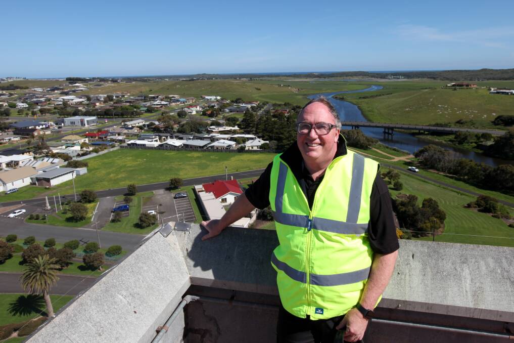 LAST RUN: Fonterra Dennington site manager Joel Saywell, on top of the milk drying tower, as it prepared for the final shutdown on Monday. Picture: Rob Gunstone