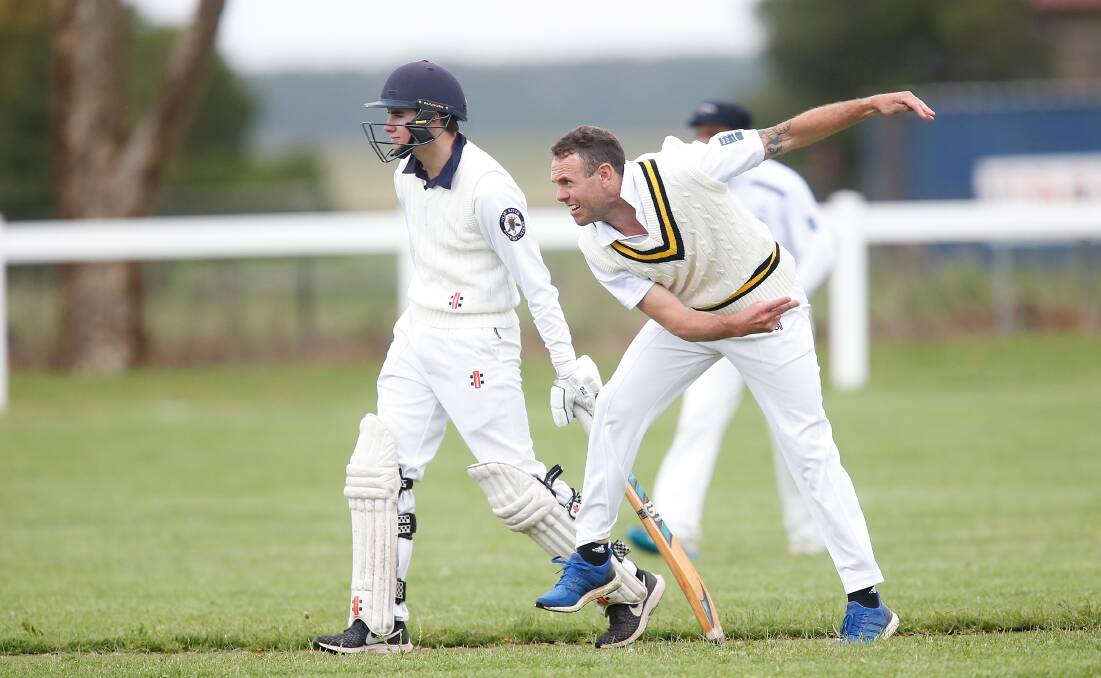 Addition: Grassmere recuit Justin Lynch bowls against Yambuk. Picture: Mark Witte