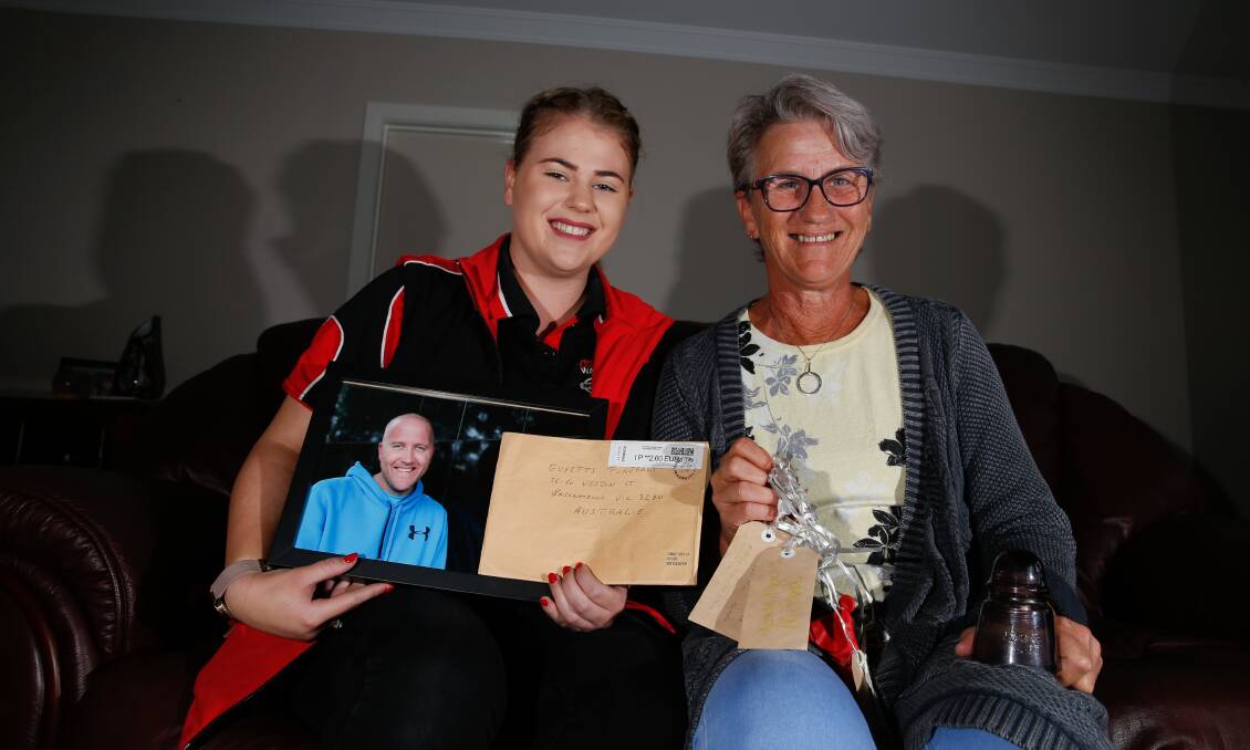 SIGN FROM HEAVEN: Rhiarna Gee and Margaret McCorkindale want to find the person who released balloons to honour their brother and son Adam Gee. Picture: Mark Witte