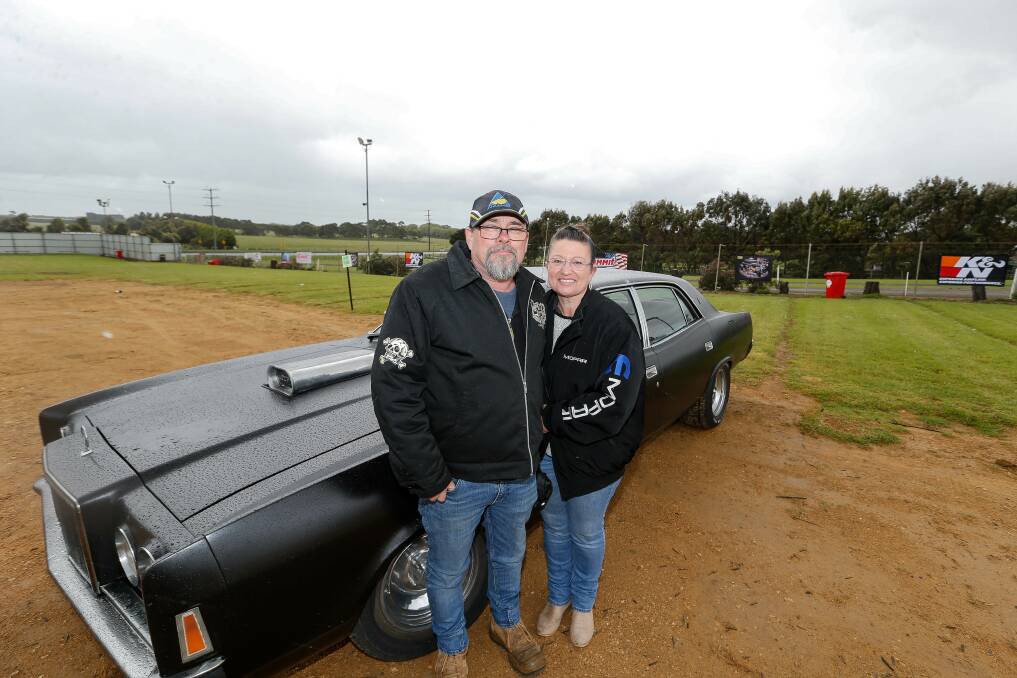 Joining the cause: Jon and Chris Heine, of Tarrington, at the Black Dog Cruise. Picture: Anthony Brady