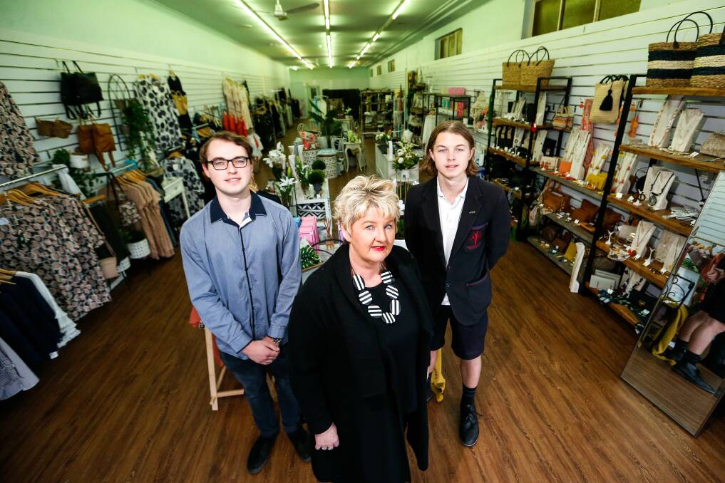 OPEN FOR BUSINESS: Annie Freitag and her sons Josh and Tom are business partners in the new shop Something For Me. Picture: Anthony Brady