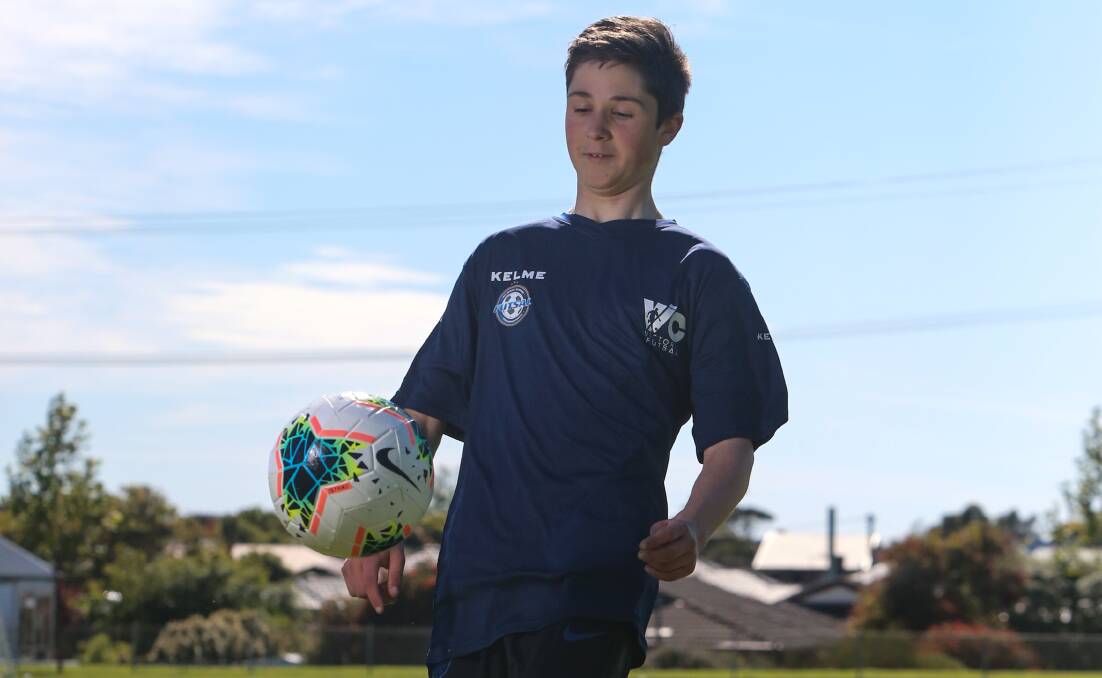 Kicking goals: Benjy Hawkins, 16, is part of South West Academy of Sport's new Football and Futsal Youth Development and High Performance Program. Picture: Mark Witte