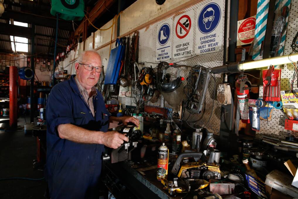 HALF CENTURY: Brian Woolley hopes someone will take over his century-old garage. Picture: Mark Witte