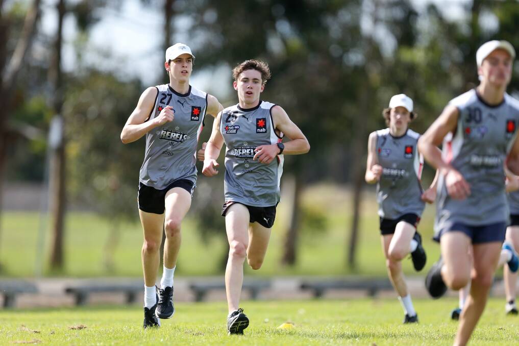 TEAMMATES AGAIN: South Warrnambool pair Flynn Rowe and Henry Rhodes made GWV Rebels' under 16 squad. Picture: Mark Witte