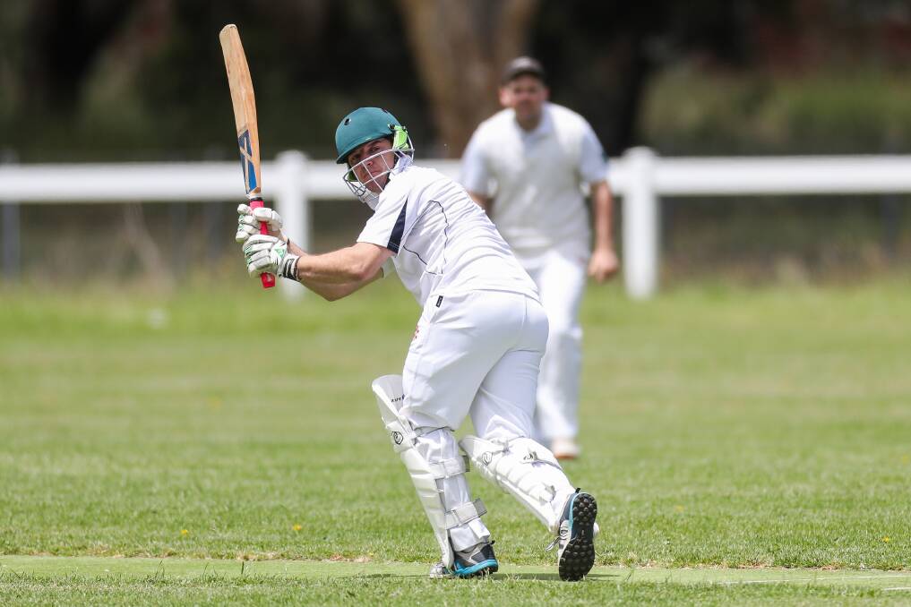 Tucked away: Mailors Flat's Phillip Edwards hits the ball against Grassmere. Picture: Morgan Hancock