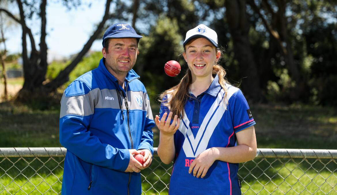 MAKING MEMORIES: Russells Creek's Eddie Wallace and daughter Hannah played division three together on Saturday. Hannah, still only 12 and in primary school, took a wicket with her first delivery in senior cricket. Picture: Morgan Hancock