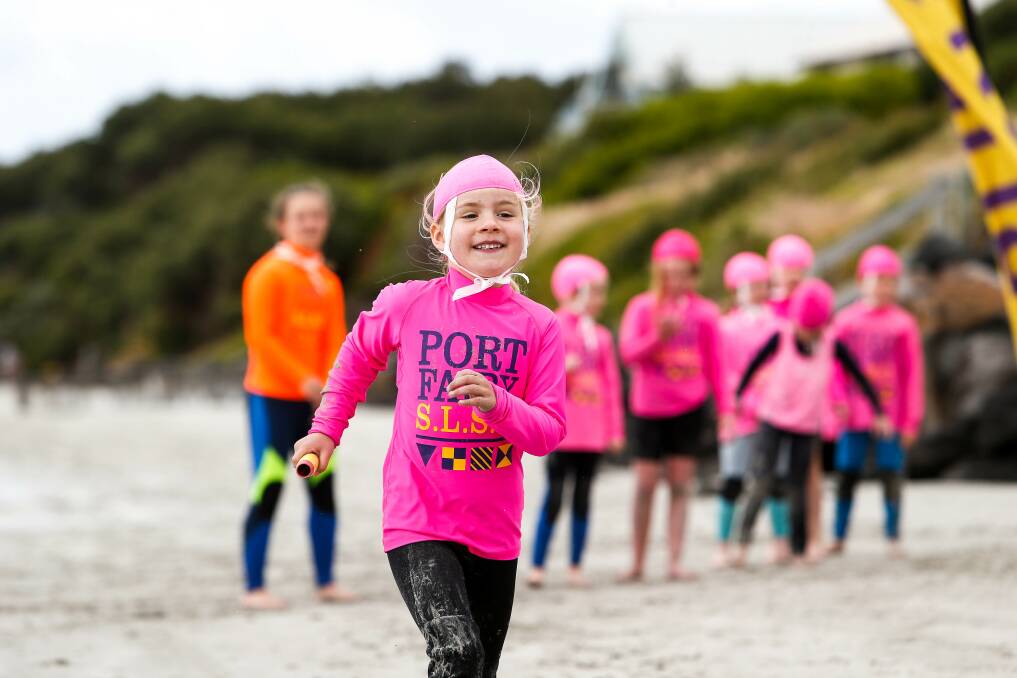 HAPPY: Evie Oswin was having fun at the Port Fairy Surf Life Saving Club Nippers program during last summer. Picture: Anthony Brady