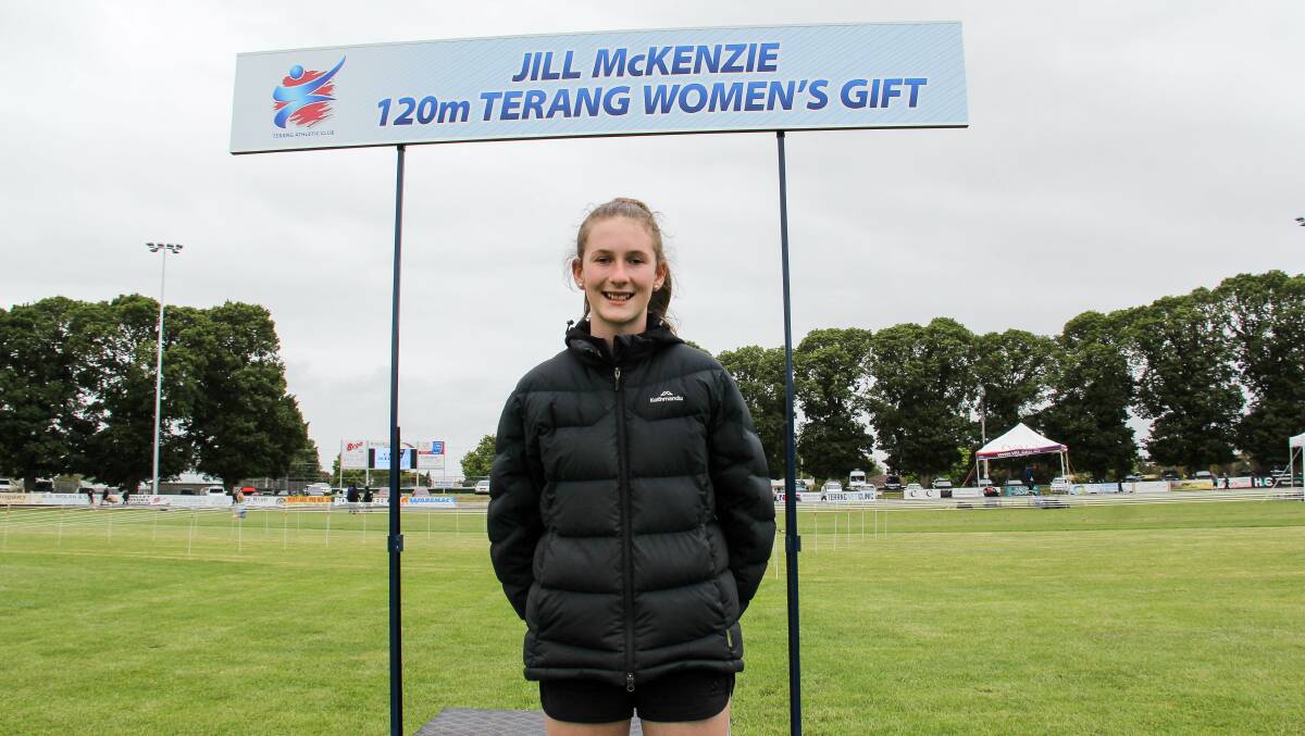 Rising star: Warrnambool's Grace Carter at the Terang Gift. She finished third in two races. Picture: Brian Allen