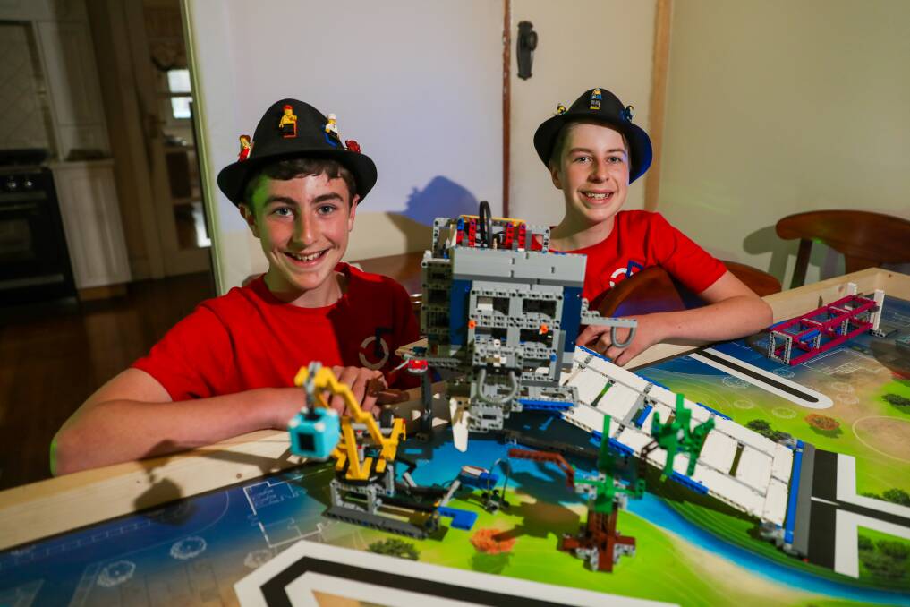 Create: Luke Wickenton, 15, and Ben Wickenton, 16, will be heading off to America next year to take on the world with their LEGO creations. Picture: Morgan Hancock