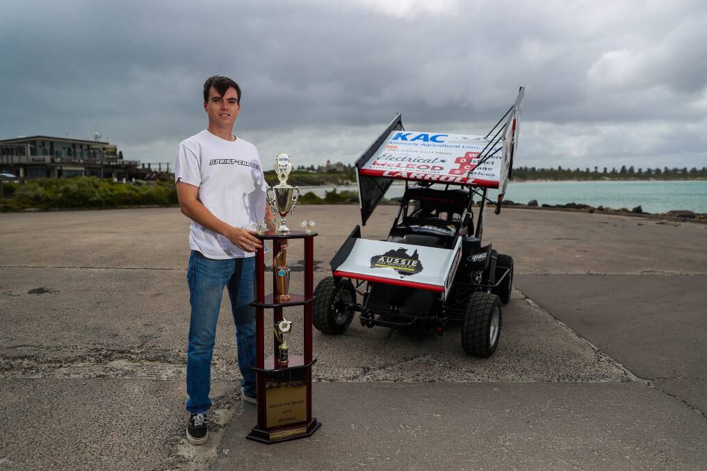 THE KING: Danny Carroll was crowned 'King of the Bridge' after winning a formula 500 feature at Murray Bridge. Picture: Morgan Hancock