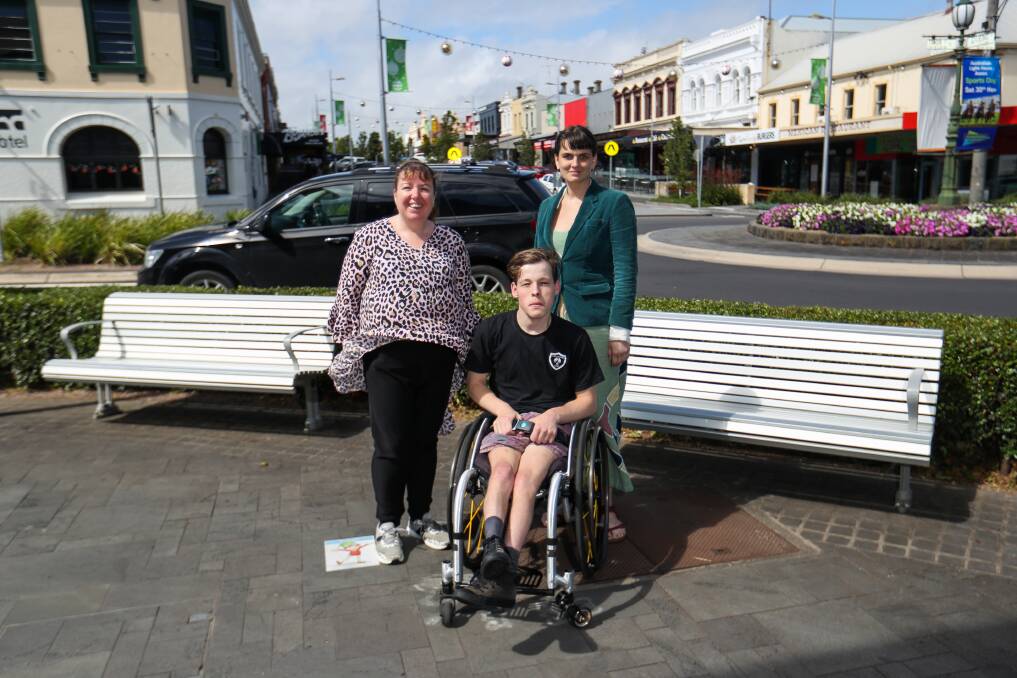 TRANSPORT ACCESS: Beck Biddle, Harvey Thulborn McCorkell and Disability Resources Centre's Anja Homburg aren't happy with access to trains on the Warrnambool line. Picture: Morgan Hancock.