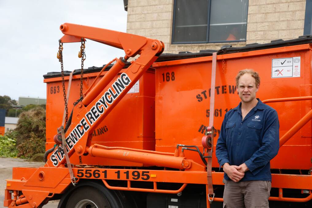 General Manager Carl Moloney in front of a Statewide recycling centre truck in Warrnambool. The comapny will be sold to Cleanaway Waste Management. Picture: Mark Witte