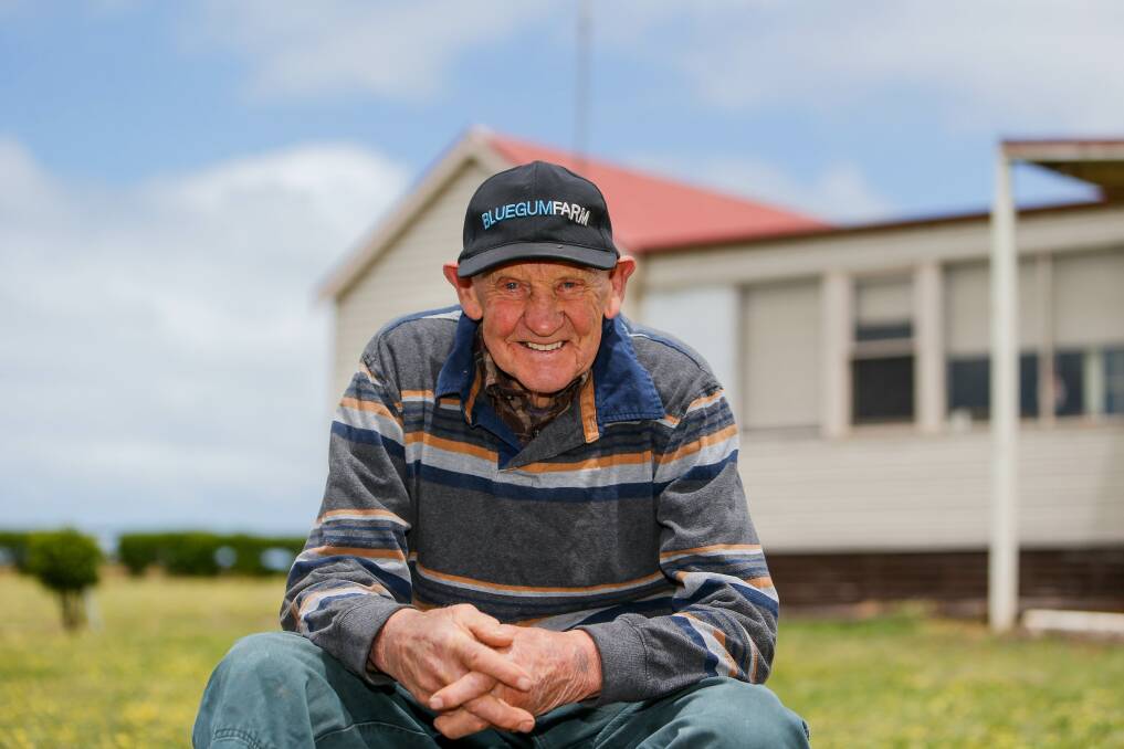HAPPY AT HOME: Leo Dwyer cuts a relaxed figure at his Illowa property. Mr Dwyer turns 82 on Thursday. Picture: Anthony Brady
