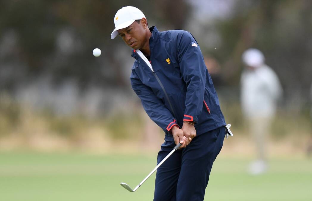 Tiger Woods practices ahead of the Presidents Cup. Picture: Morgan Hancock