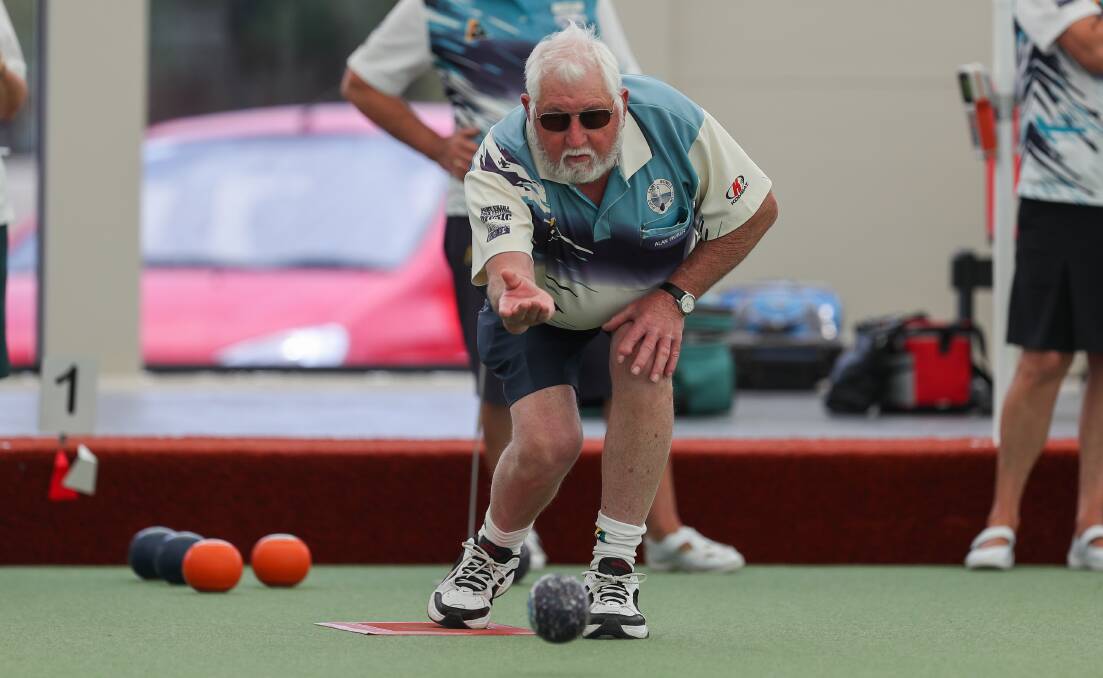 FINDING FORM: Port Fairy's Alan Parker rolls out a bowl. Parker's side is improving its touch. Picture: Morgan Hancock
