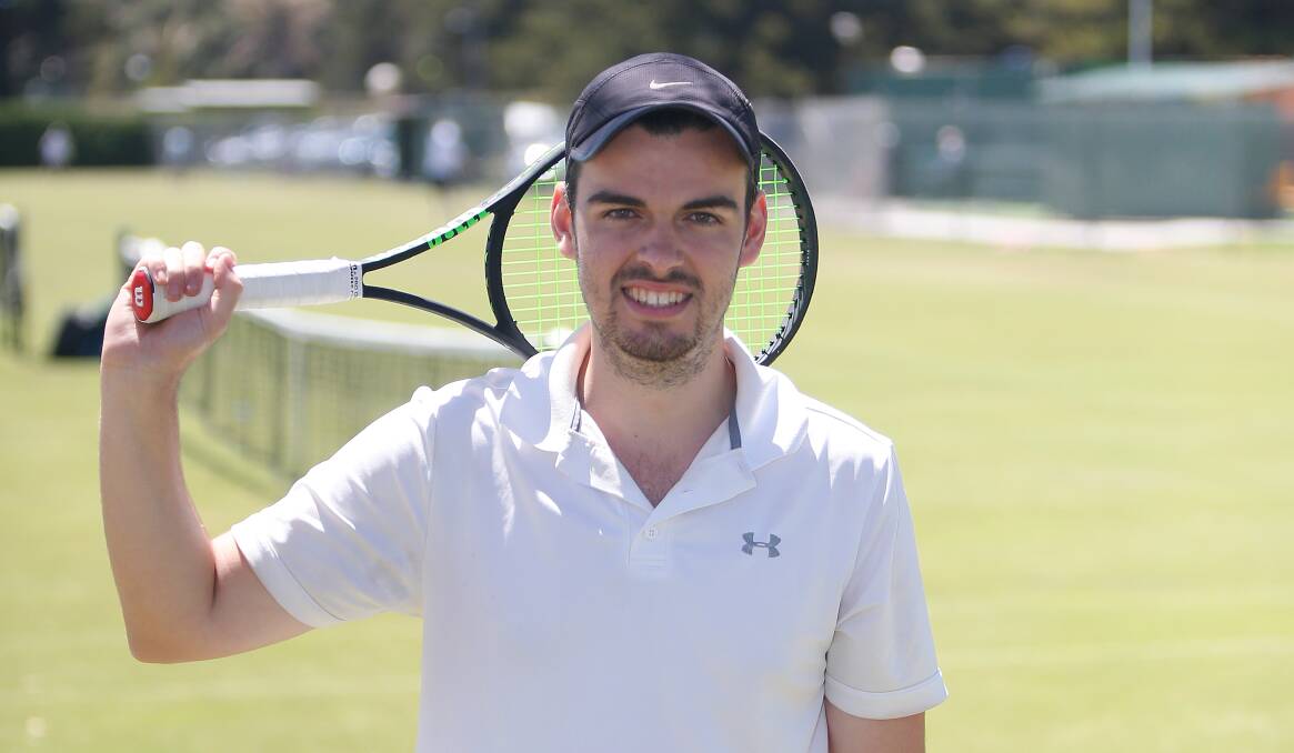 Ace: Notting-Hill Pinewood tennis club member Matt Starling at the Australian Money Tournament (AMT) at the Warrnambool Lawn Tennis club on Friday. Picture: Mark Witte
