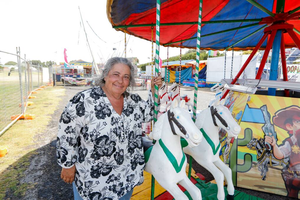 ENTERTAINMENT: Annette Calder from Godfrey Family Carnival, which is set up at Railway Place in Port Fairy. The carnival will be in place until the middle of January. Picture: Anthony Brady