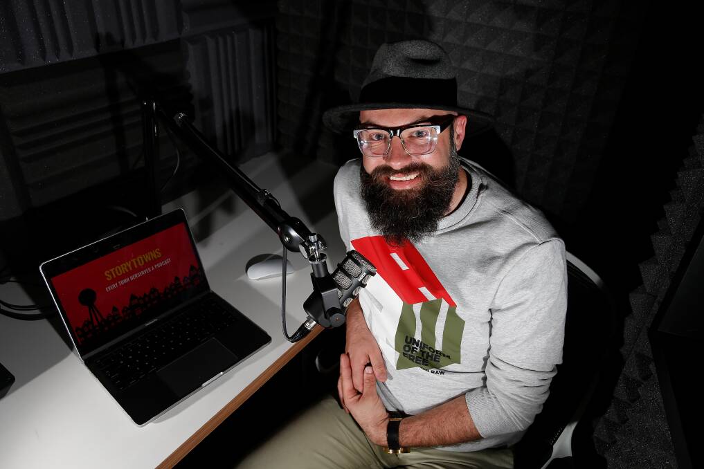 STORY TIME: Jarrod Pickford in his studio where he records the podcast for Storytowns. Picture: Mark Witte