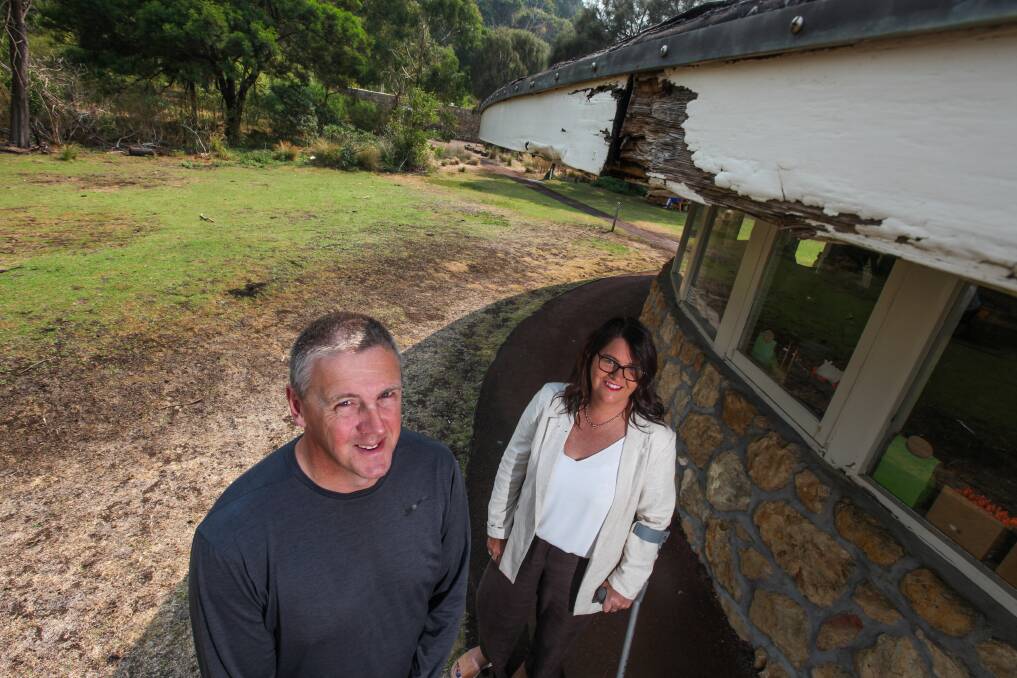 Repairs needed: The historic Robin Boyd designed shelter at Tower Hill will have its roof repaired after a letter from Koroit's Leon Carey to MP Roma Britnell highlighted the damage. Picture: Rob Gunstone