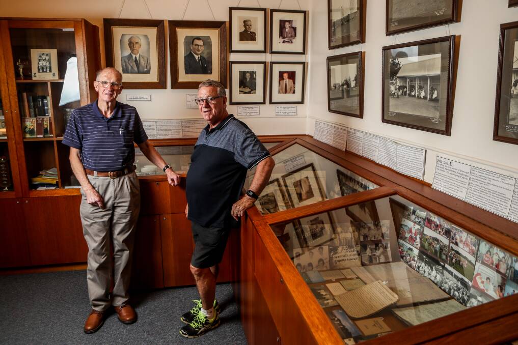 TIME CAPSULE: David Kelson and John Harris pictured at the Dennington Factory memorabilia room, which will open to the public this weekend. Picture: Morgan Hancock