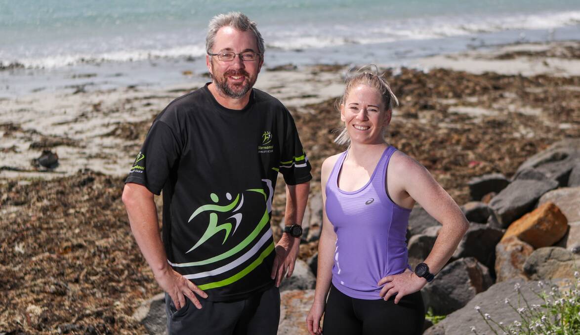 Helping out: Warrnambool Athletics Club member Troy Tampion and emergency nurse Chloe Smith will be taking on Sunday's Relief Run. Picture: Morgan Hancock