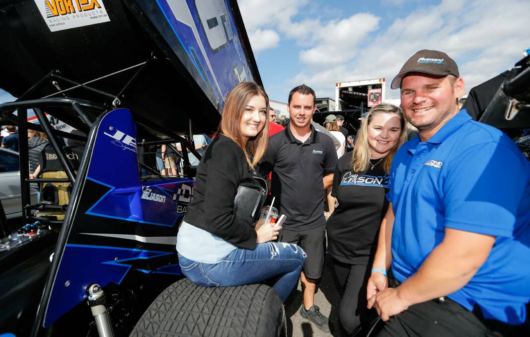 Taylor Krikke, Cory Eliason, Tamara Bull and James Kennett at fan appreciation day. Picture: Anthony Brady