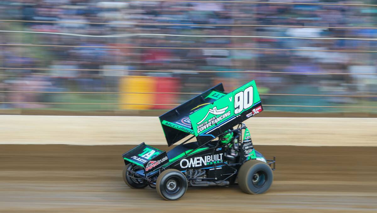 SPEED OF LIGHT: Corey McCullagh drives his family-owned car during last season. Picture: Morgan Hancock