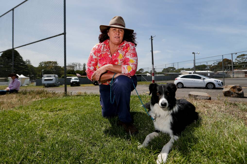IMPRESSED: Marion Whalan and her dog Royalla Louie from New South Wales at the Koroit Sheepdog Trials. Picture: Anthony Brady