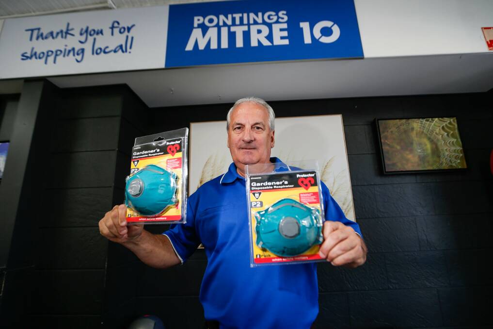 HIGH DEMAND: Pontings Mitre 10 has been inundated with customers wanting to buy P2 masks. Picture: Anthony Brady
